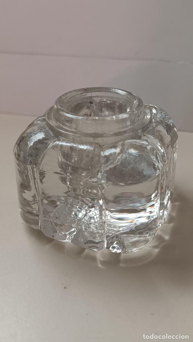 Escriban&iacute;a: TINTERO MUY ANTIGUO DE CRISTAL MACIZO - Foto 1