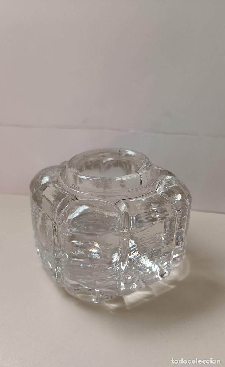 Escriban&iacute;a: TINTERO MUY ANTIGUO DE CRISTAL MACIZO - Foto 3