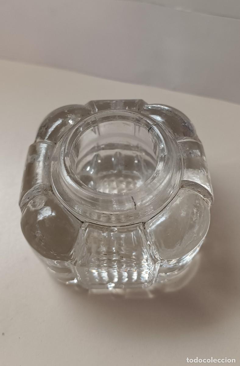 Escriban&iacute;a: TINTERO MUY ANTIGUO DE CRISTAL MACIZO - Foto 5