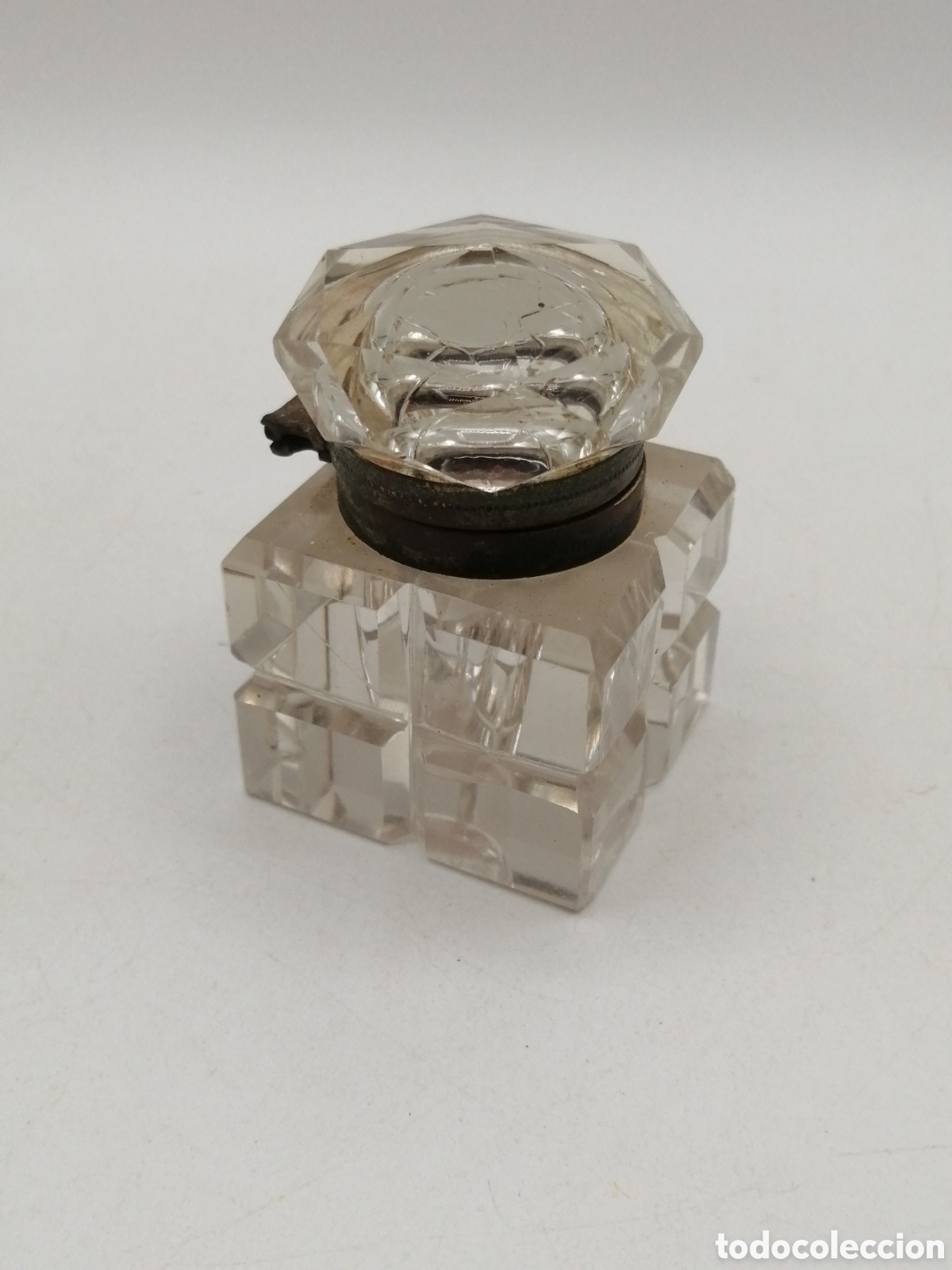 Escriban&iacute;a: Antiguo tintero cristal tallado - Foto 2