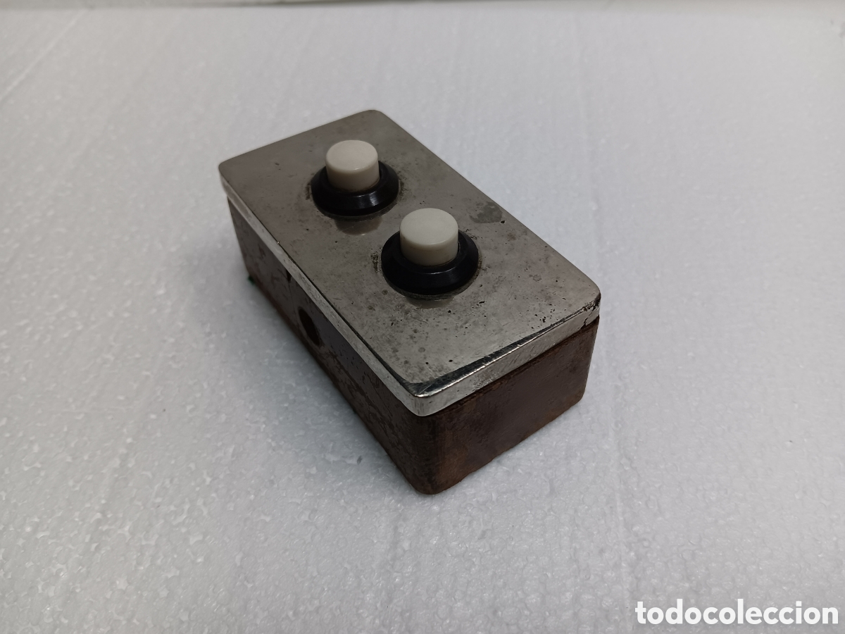 Escriban&iacute;a: Antiguo timbre de sobremesa de madera y chapa cromada. - Foto 3