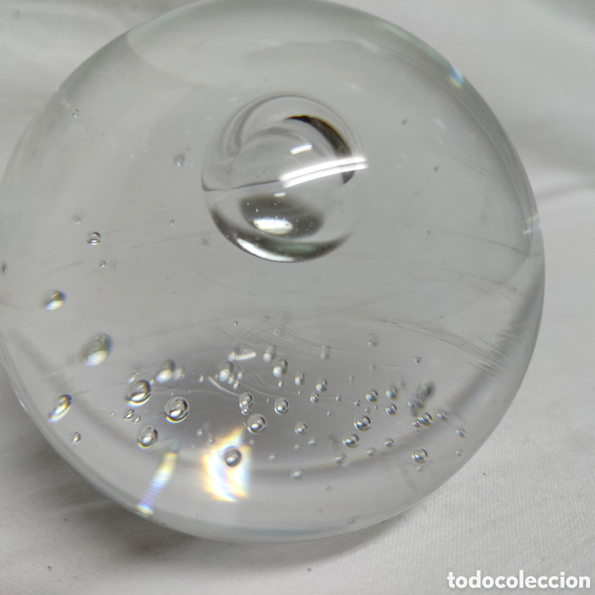 Escriban&iacute;a: PISAPAPELES REDONDO EN CRISTAL.TRANSPARENTE. - Foto 3