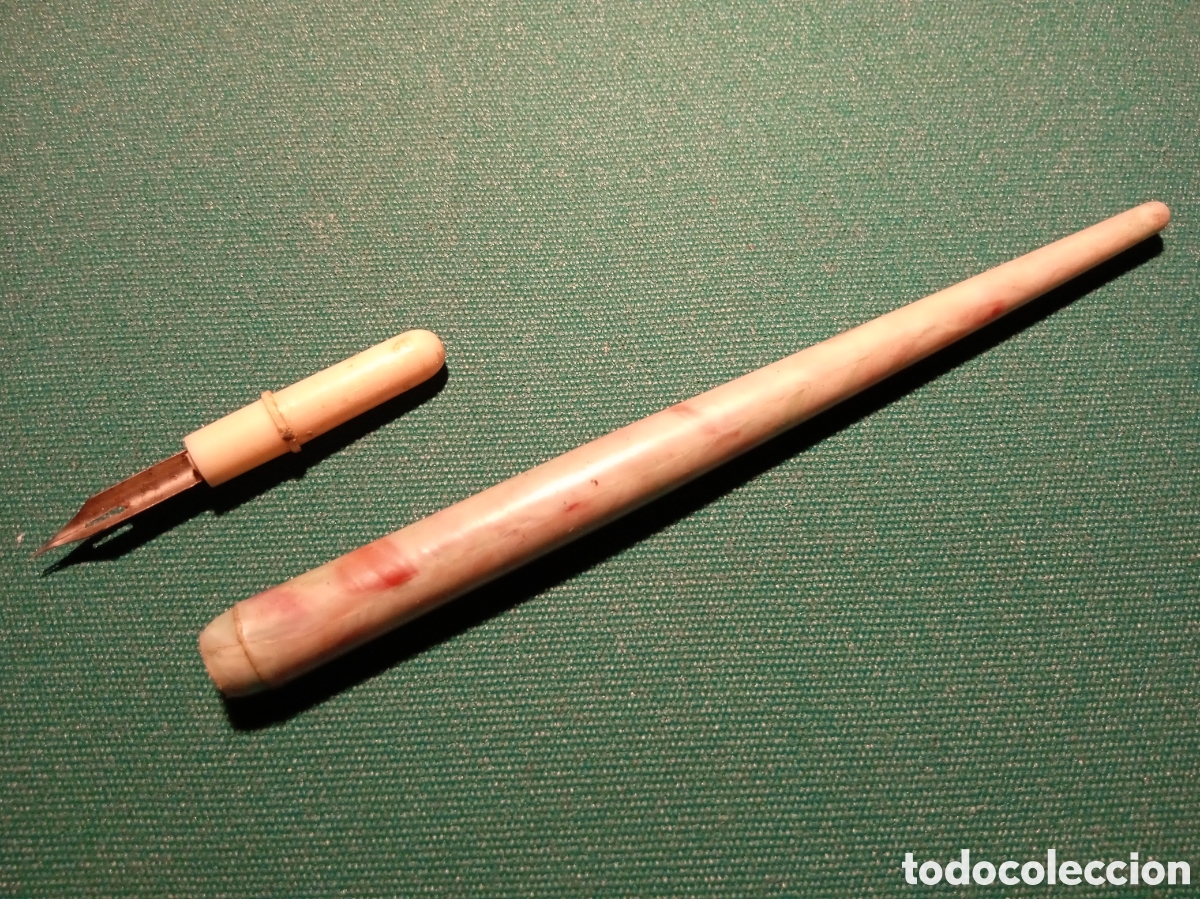 Escriban&iacute;a: ANTIGUO PLUM&Iacute;N PORT&Aacute;TIL - PL&Aacute;STICO O CELULOIDE - Foto 3