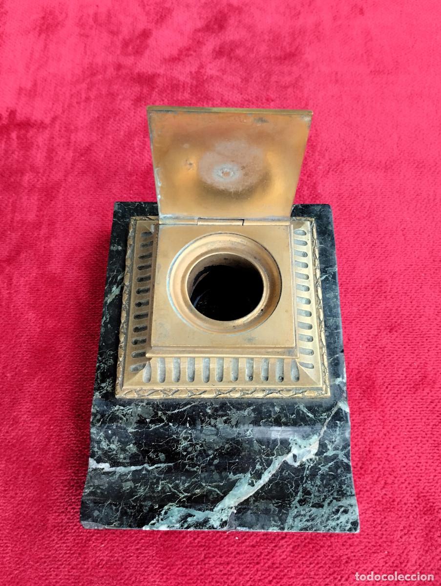 Escriban&iacute;a: TINTERO DE BRONCE CON BASE DE MARMOL - Foto 2