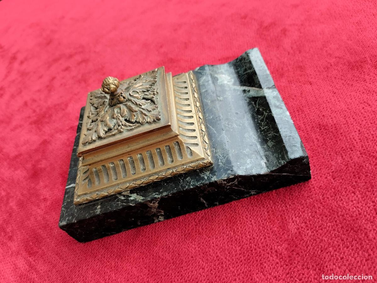 Escriban&iacute;a: TINTERO DE BRONCE CON BASE DE MARMOL - Foto 5