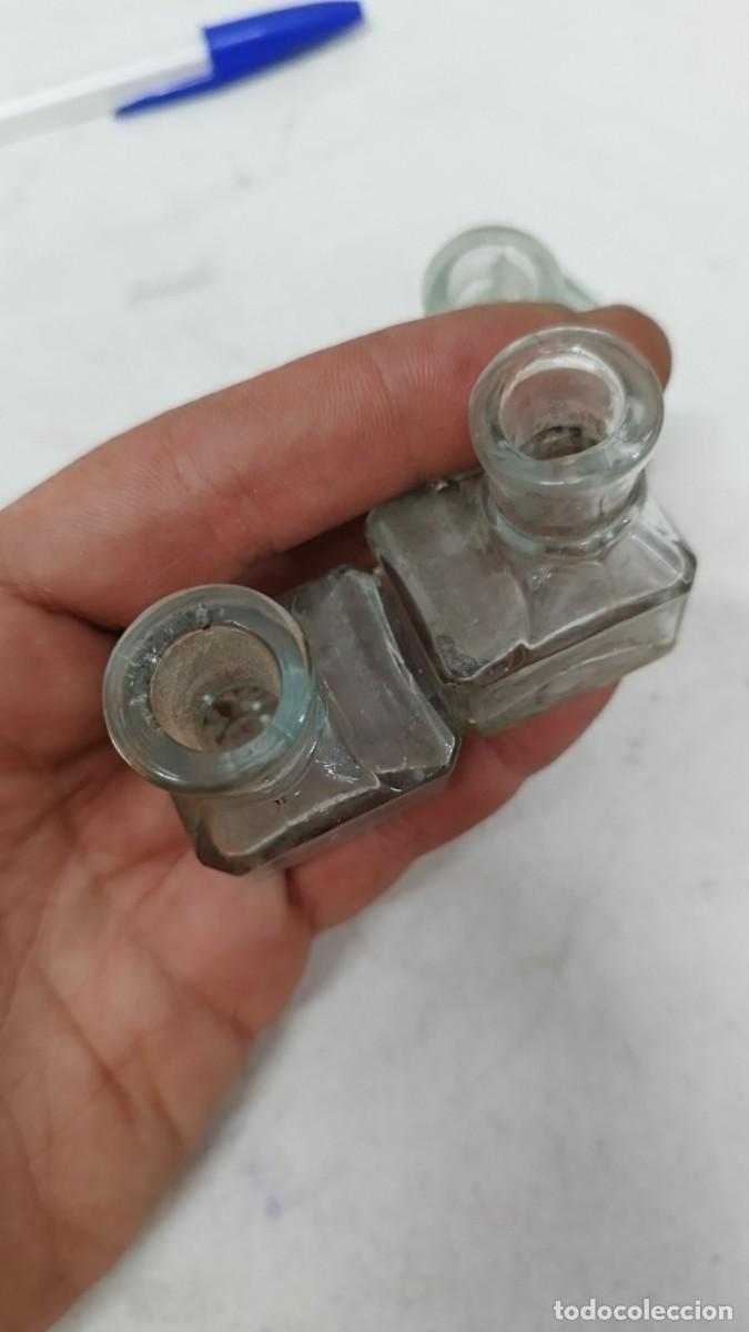 Escriban&iacute;a: Conjunto de tres antiguos tinteros de cristal - Foto 7