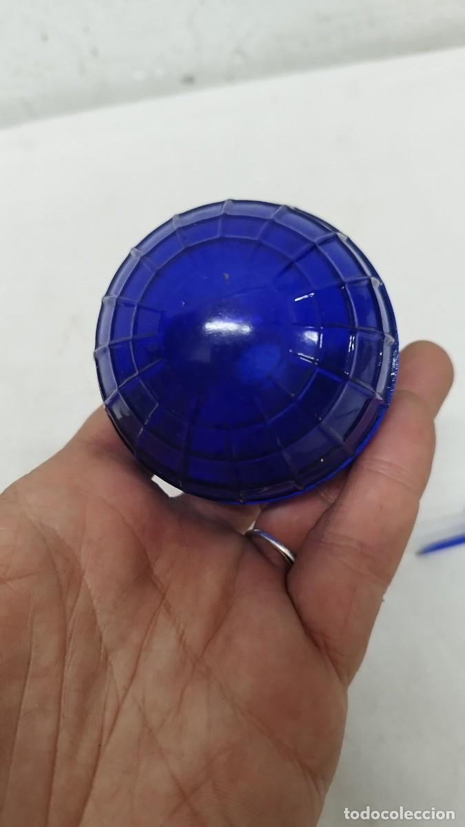 Escriban&iacute;a: Antiguo tintero de cristal azul - Foto 4