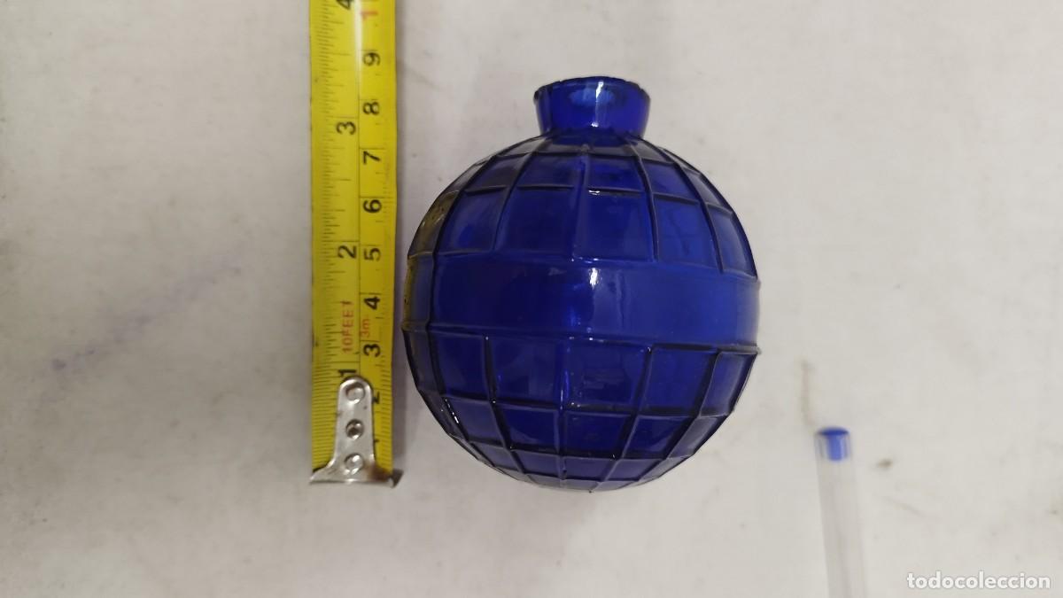 Escriban&iacute;a: Antiguo tintero de cristal azul - Foto 6