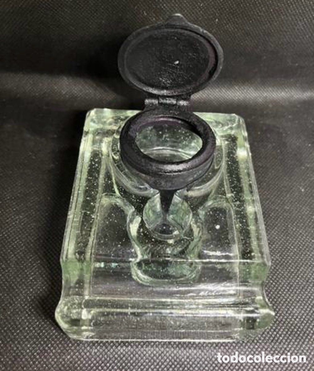 Escriban&iacute;a: TINTERO DE CRISTAL ANTIGUO - Foto 2