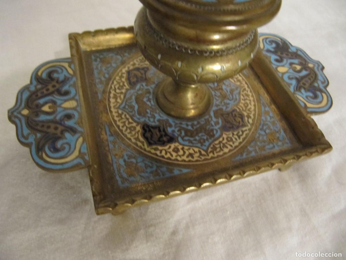 Escriban&iacute;a: ANTIGUO TINTERO DE BRONCE CLOISONNE - CON DECORACION ESMALTADA - Foto 3