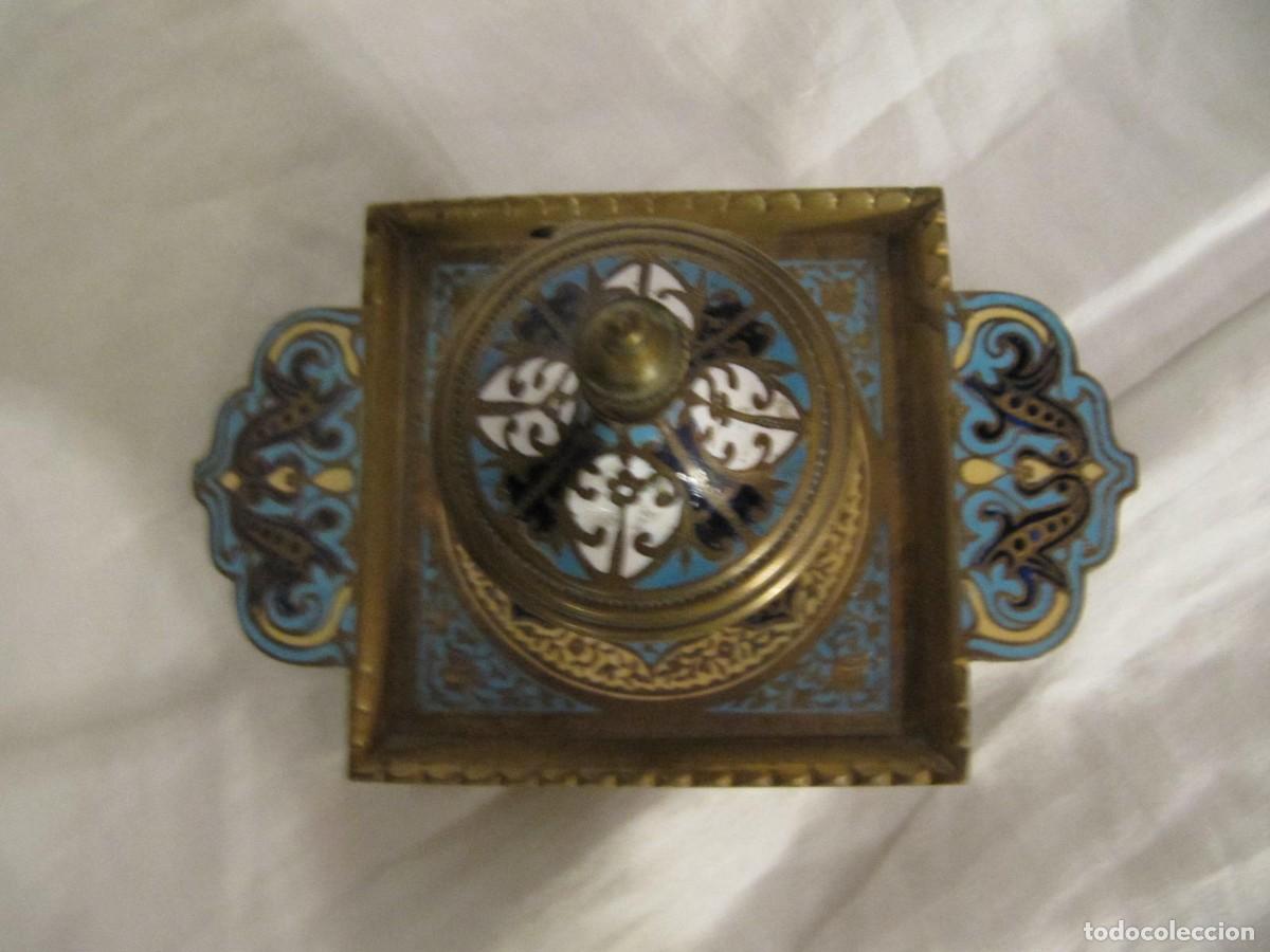 Escriban&iacute;a: ANTIGUO TINTERO DE BRONCE CLOISONNE - CON DECORACION ESMALTADA - Foto 6