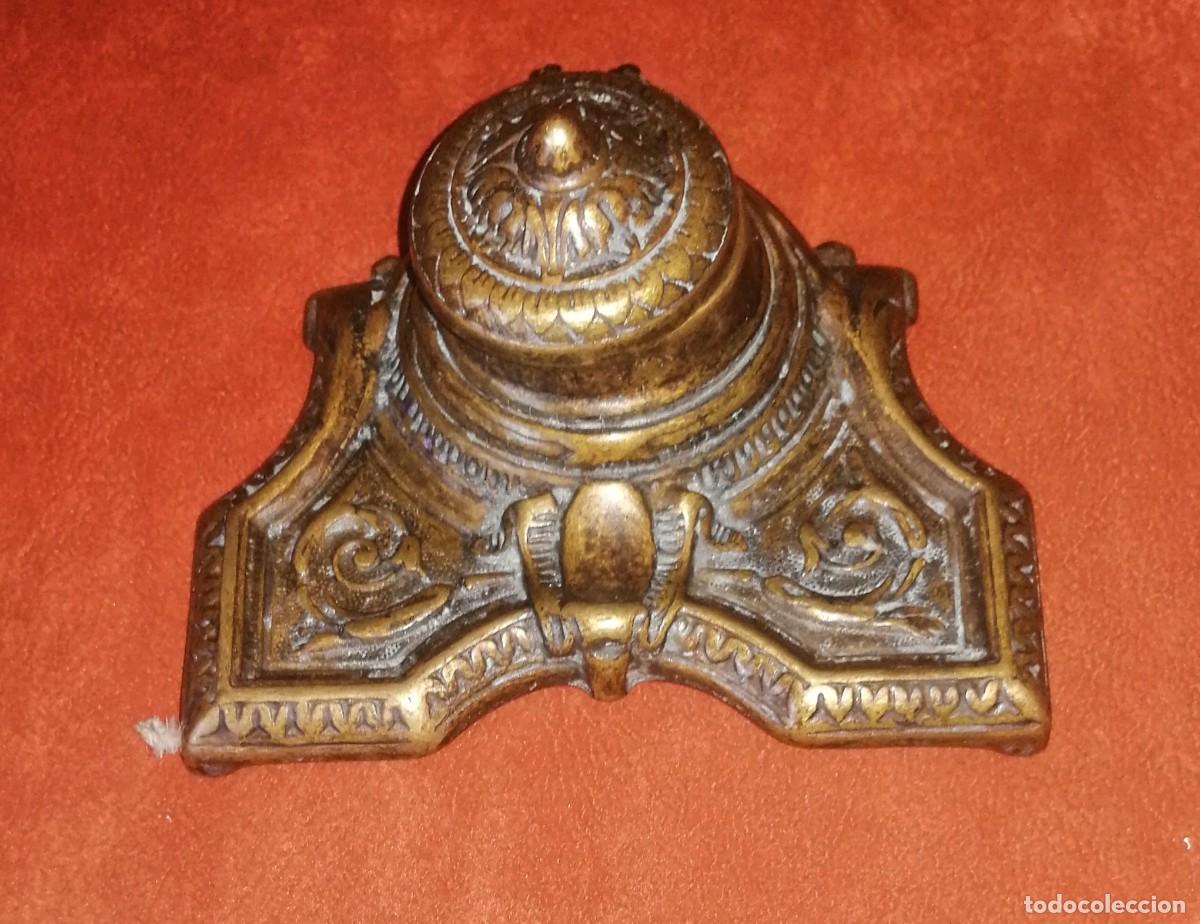 Escriban&iacute;a: TINTERO FRANCES DE BRONCE. ENVIO CERTIFICADO INCLUIDO. - Foto 1