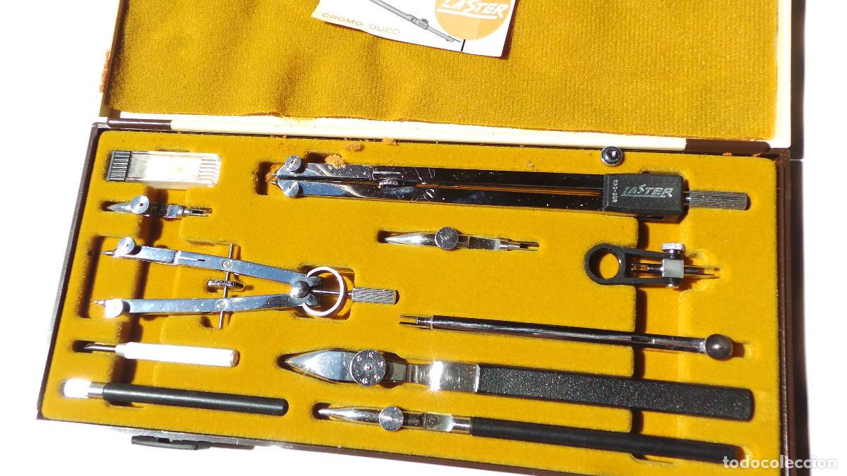 Escriban&iacute;a: ESTUCHE ANTIGUO COMP&Aacute;S DE PRECISI&Oacute;N, CONJUNTO DE DIBUJO. LASTER. - Foto 2