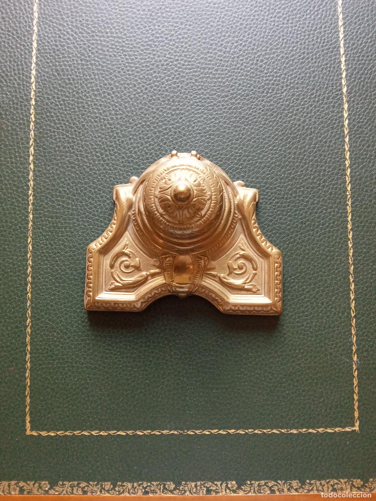 Escriban&iacute;a: Tintero de bronce Franc&eacute;s, marca BREVET, CIRCA 1900 - Foto 2