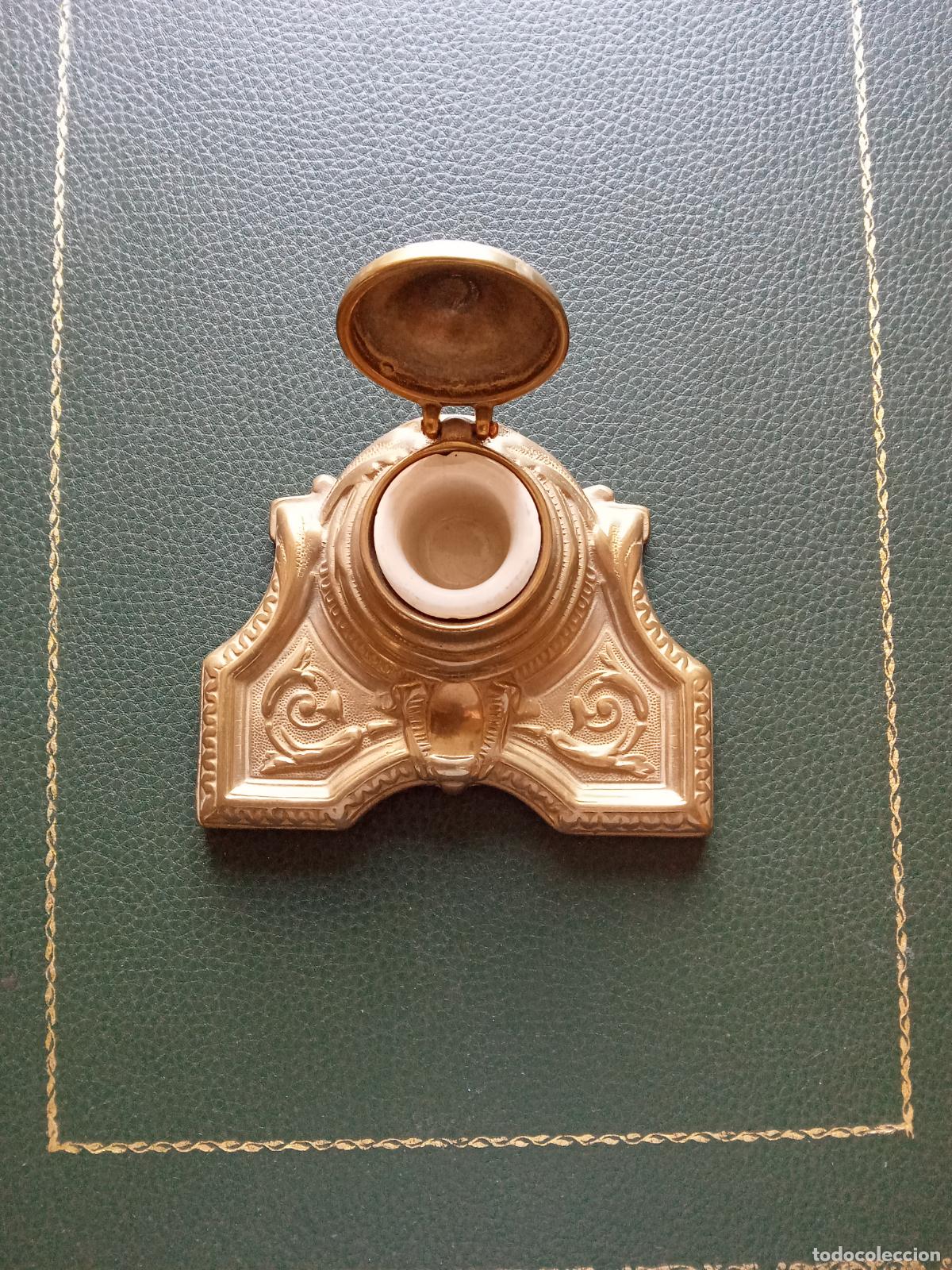 Escriban&iacute;a: Tintero de bronce Franc&eacute;s, marca BREVET, CIRCA 1900 - Foto 1