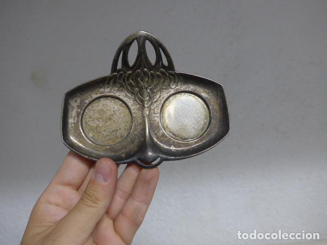 Escriban&iacute;a: Antiguo tintero modernista con marcaje en base, Plata ? - Foto 1