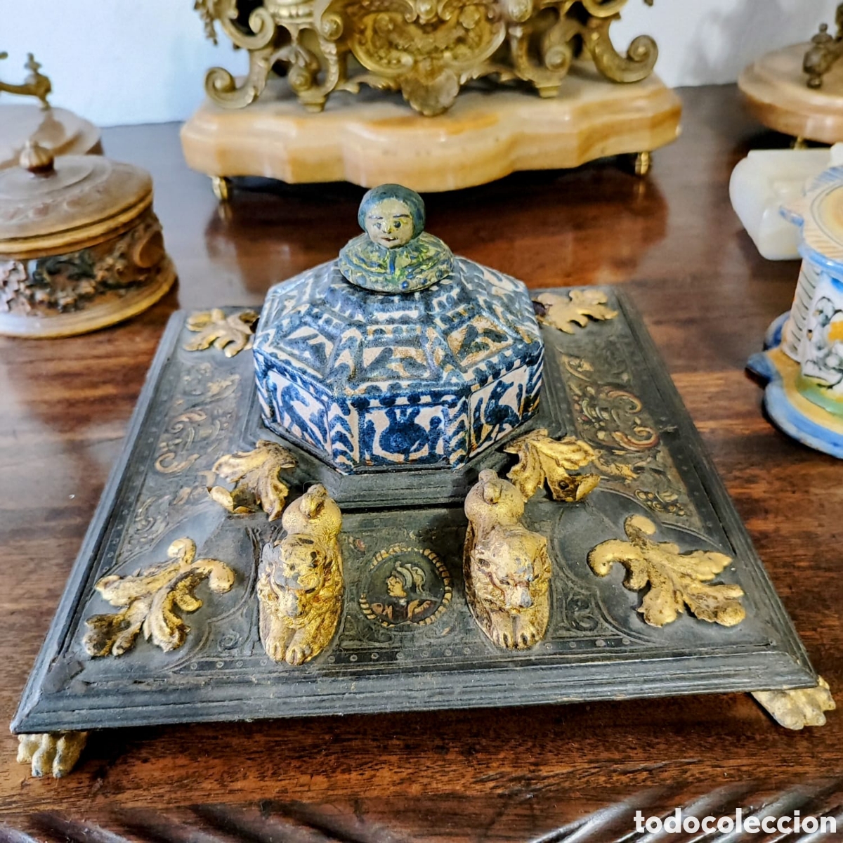 Escriban&iacute;a: Tintero antiguo cer&aacute;mica cocida - Foto 5