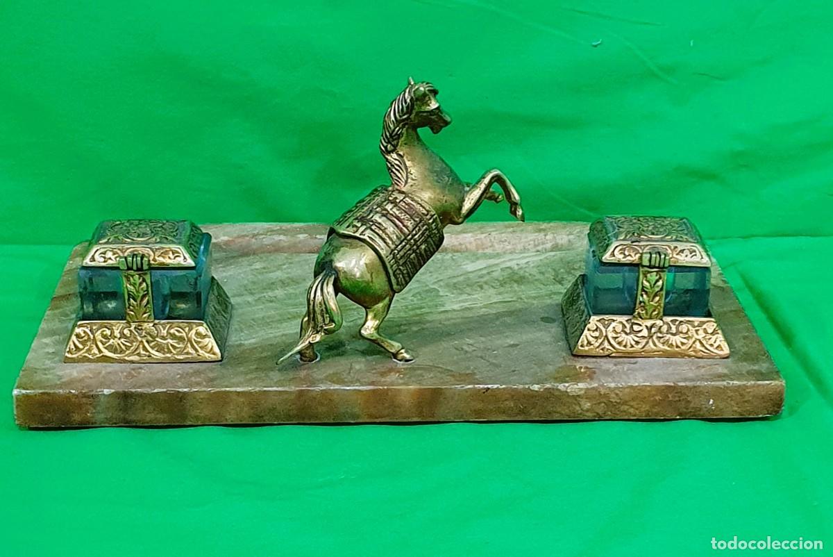 Escriban&iacute;a: -Tintero escriban&iacute;a de m&aacute;rmol y bronce - Foto 1