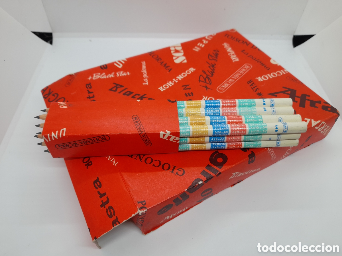 Escriban&iacute;a: CAJA CON 72 LAPICES ANTIGUOS DE TABLA DE MULTIPLICAR. SIN USAR - Foto 1