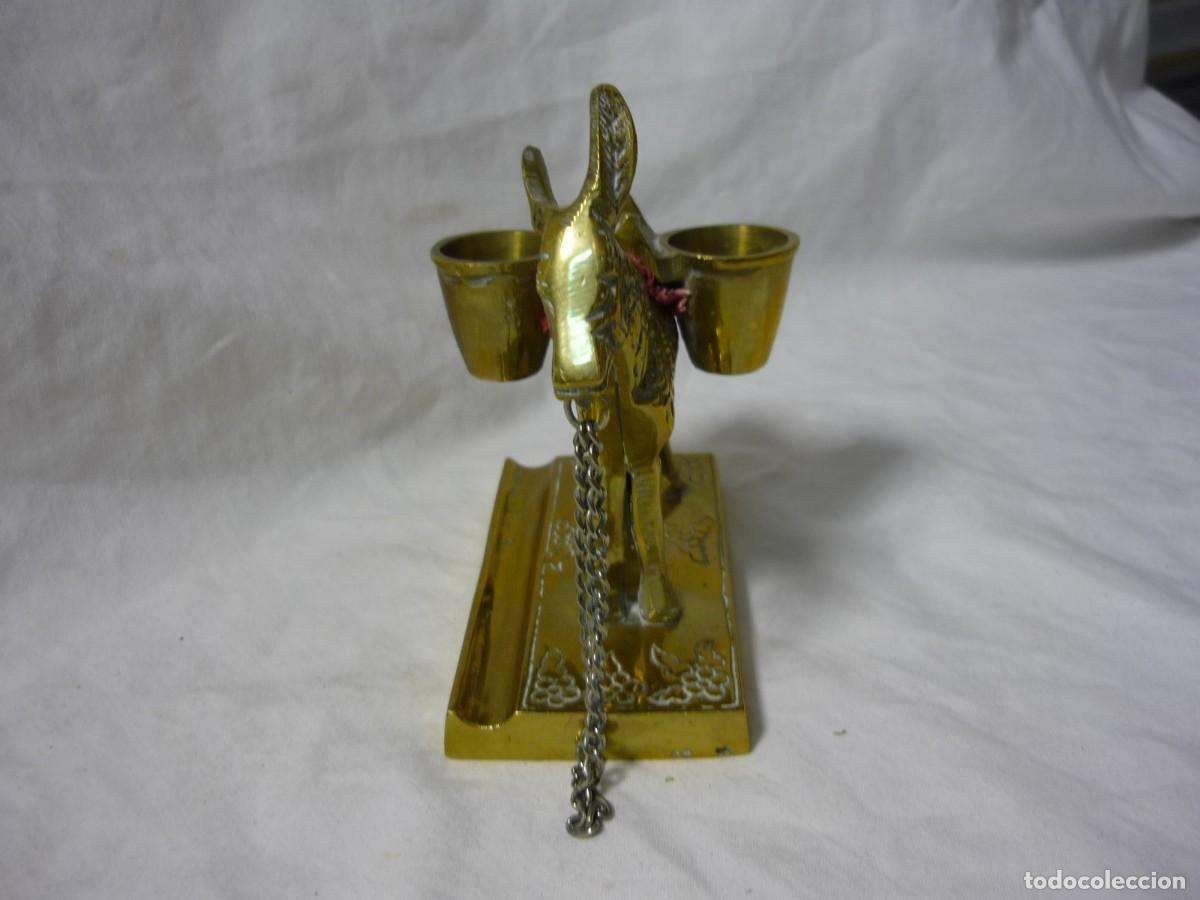 Escriban&iacute;a: Tintero de escritorio en forma de burro con alforjas, en bronce - Foto 3