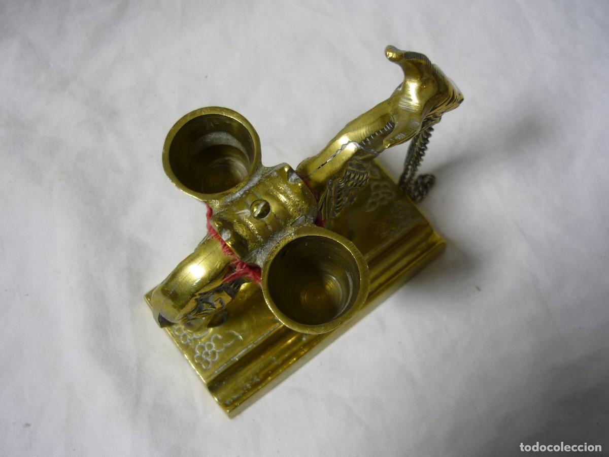 Escriban&iacute;a: Tintero de escritorio en forma de burro con alforjas, en bronce - Foto 6