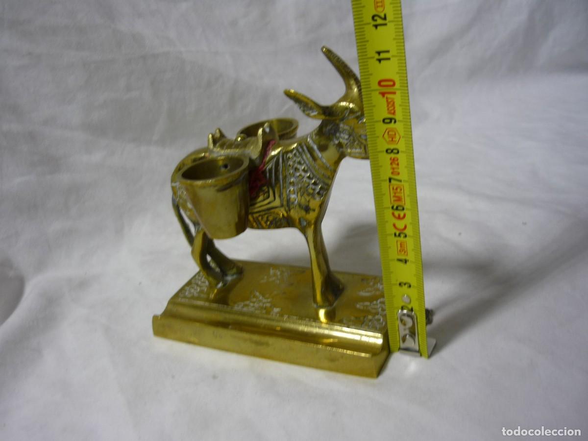 Escriban&iacute;a: Tintero de escritorio en forma de burro con alforjas, en bronce - Foto 9