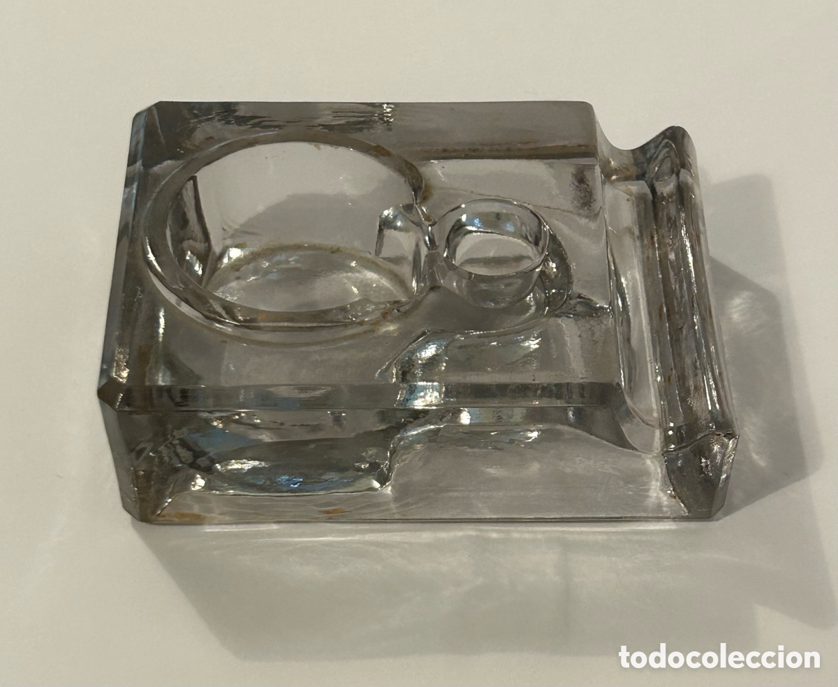Escriban&iacute;a: ANTIGUO TINTERO DE CRISTAL - Foto 3