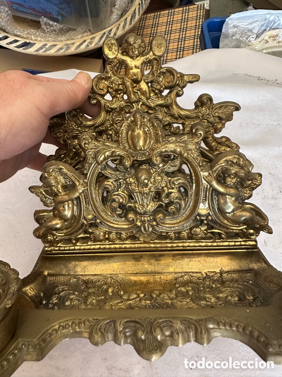 Escriban&iacute;a: Precioso tintero antiguo en bronce - Foto 2