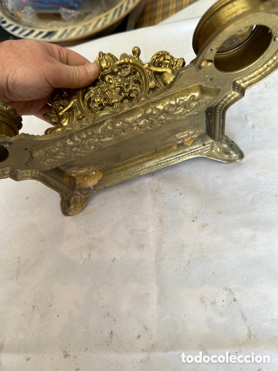 Escriban&iacute;a: Precioso tintero antiguo en bronce - Foto 11