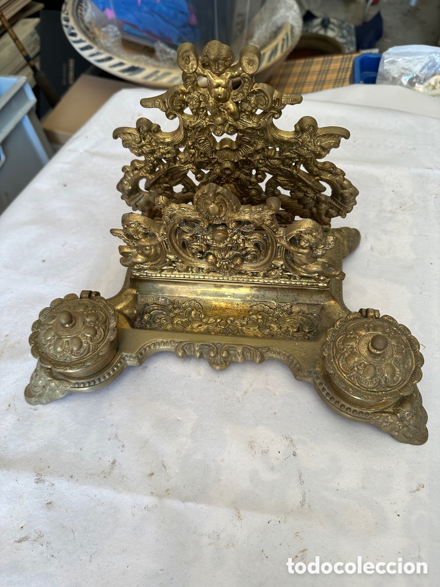 Escriban&iacute;a: Precioso tintero antiguo en bronce - Foto 1