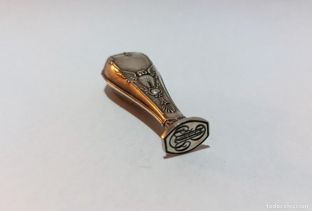 Escriban&iacute;a: Sello lacrador de plata - Siglo XIX - Foto 3