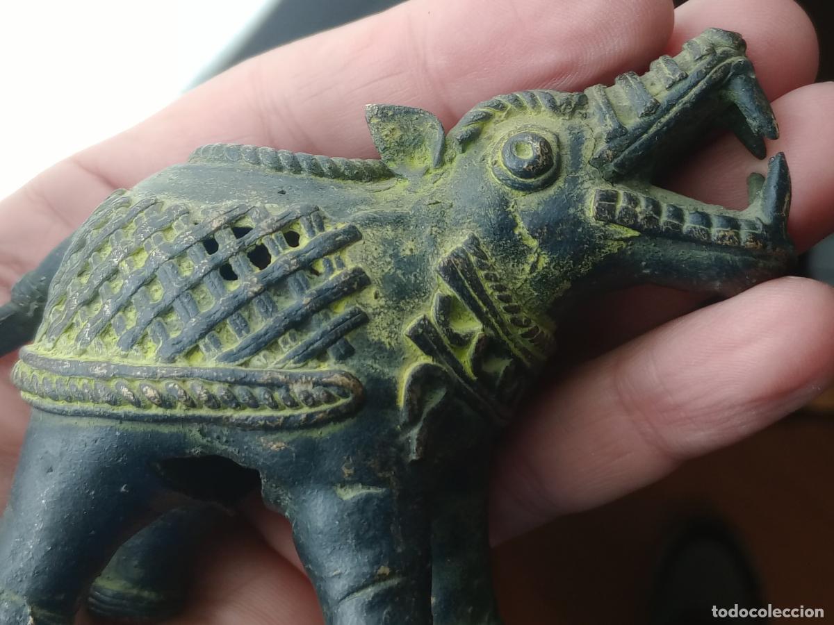 Escriban&iacute;a: Original Tintero (o portavelas) con forma de elefante en bronce - Foto 2