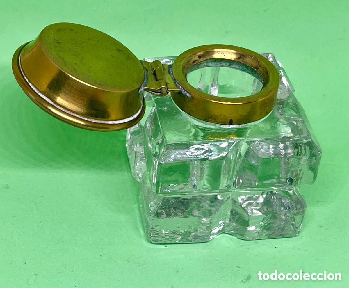 Escriban&iacute;a: TINTERO DE CRISTAL Y BRONCE - Foto 2