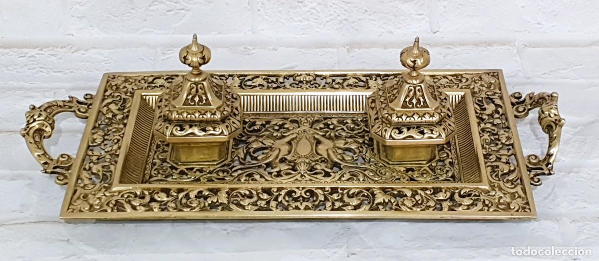 Escriban&iacute;a: Gran tintero estilo renacentista de bronce - Foto 1