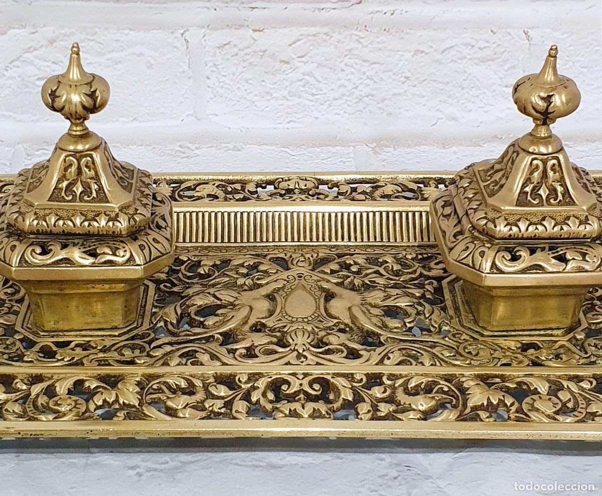 Escriban&iacute;a: Gran tintero estilo renacentista de bronce - Foto 4