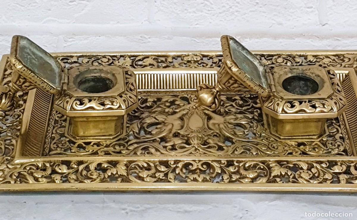 Escriban&iacute;a: Gran tintero estilo renacentista de bronce - Foto 6