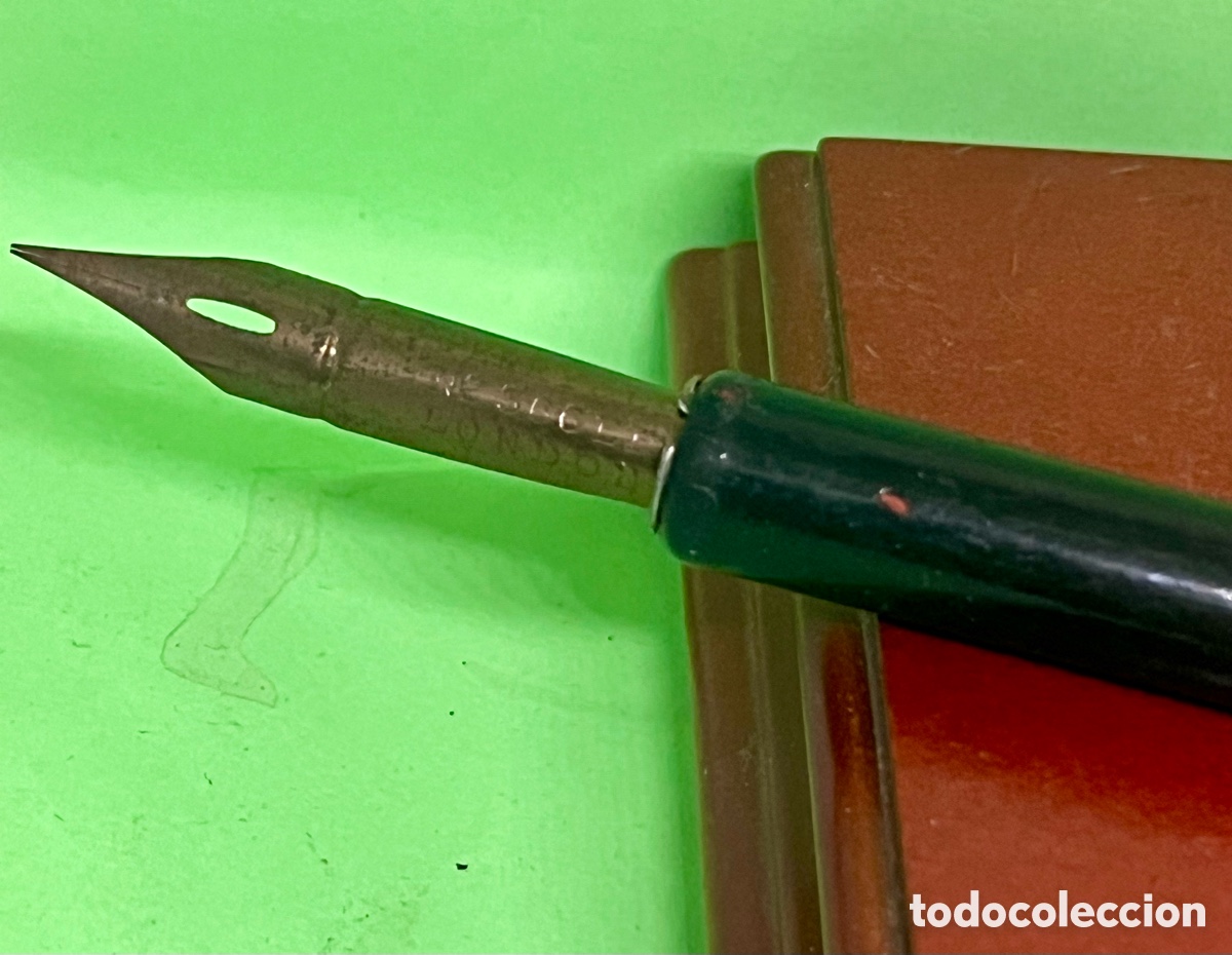 Escriban&iacute;a: ANTIGUO PLUMIN DE MADERA Y PUNTA PERRY&Co N366 LONDON - Foto 2