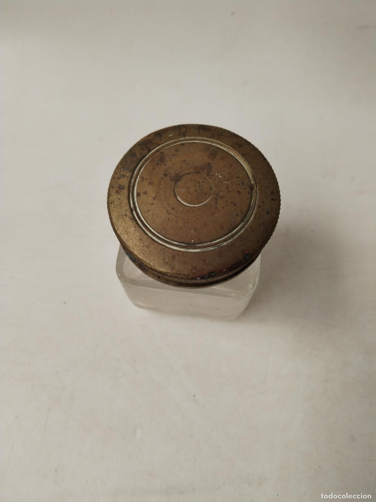 Escriban&iacute;a: antiguo tintero de cristal y bronce - c156 - Foto 3