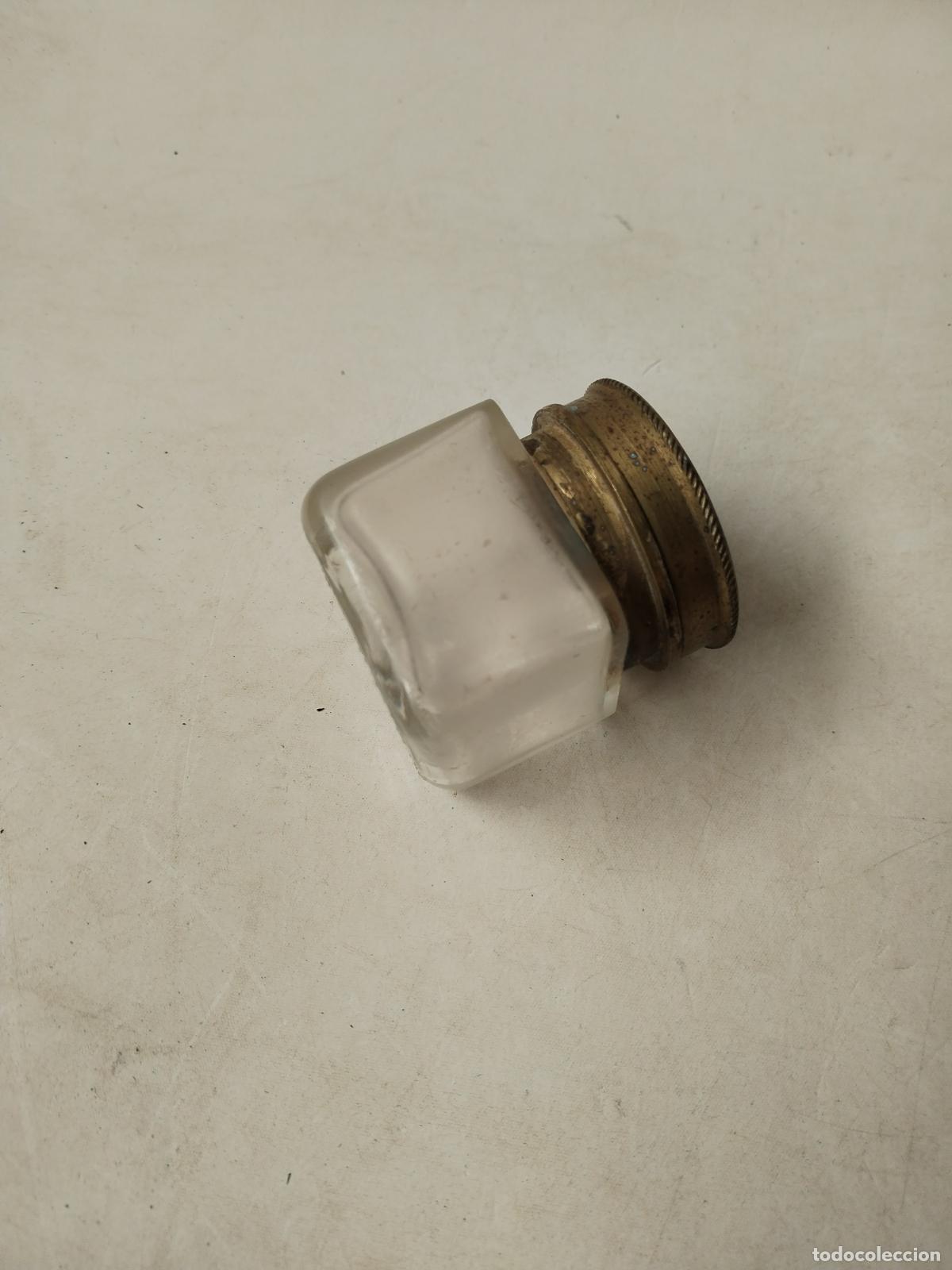 Escriban&iacute;a: antiguo tintero de cristal y bronce - c156 - Foto 4