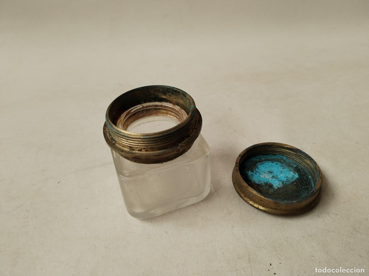 Escriban&iacute;a: antiguo tintero de cristal y bronce - c156 - Foto 5