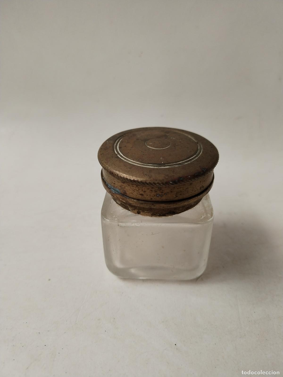 Escriban&iacute;a: antiguo tintero de cristal y bronce - c156 - Foto 6