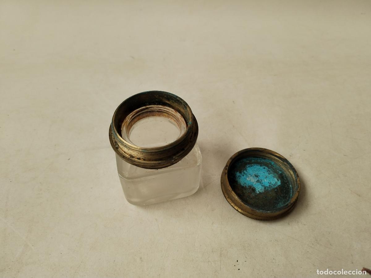 Escriban&iacute;a: antiguo tintero de cristal y bronce - c156 - Foto 7