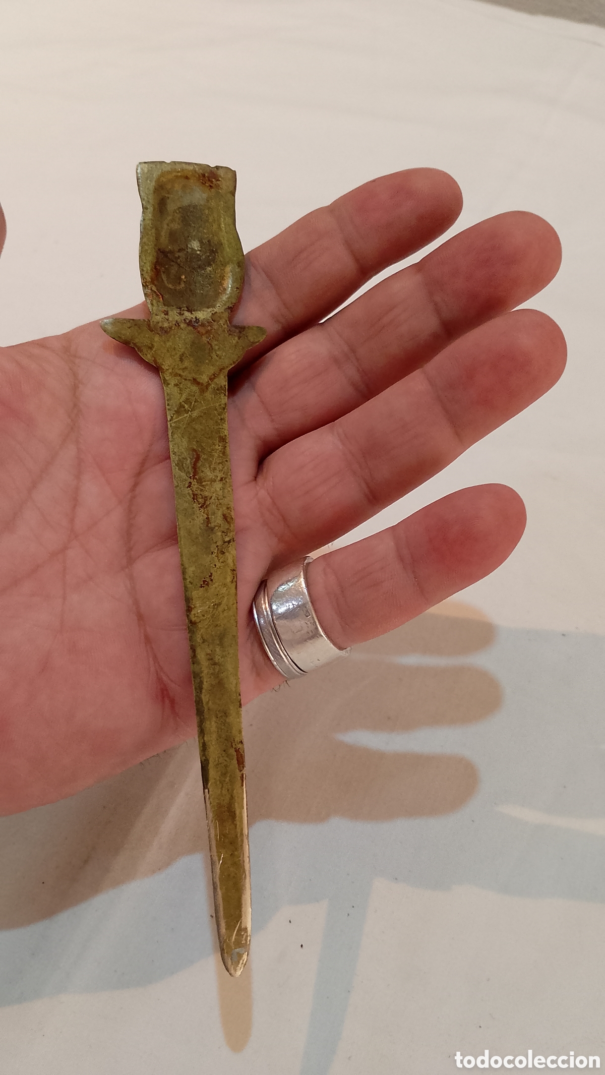 Escriban&iacute;a: Antiguo Abre cartas de bronce con b&uacute;ho - Foto 3
