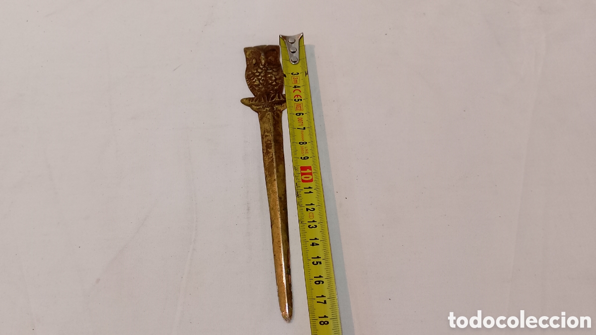 Escriban&iacute;a: Antiguo Abre cartas de bronce con b&uacute;ho - Foto 5