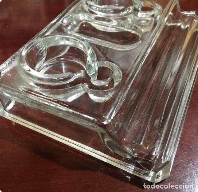 Escriban&iacute;a: Tintero doble cristal y Secante de madera. - Foto 3