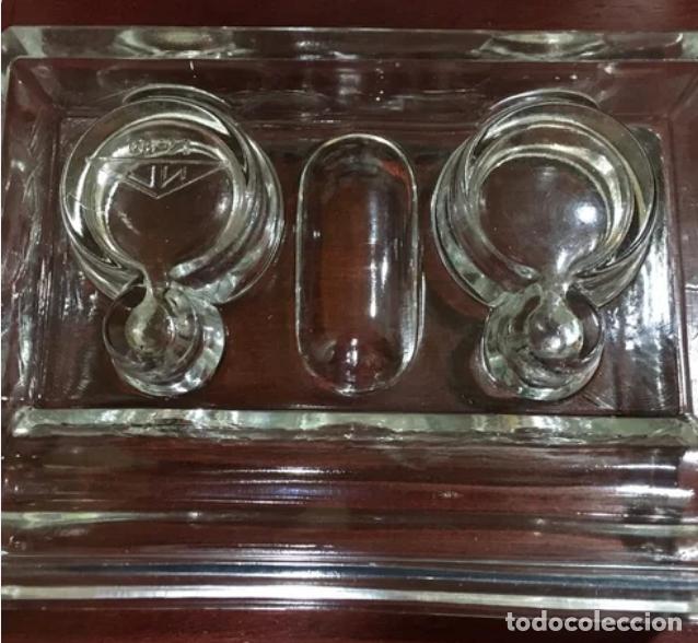 Escriban&iacute;a: Tintero doble cristal y Secante de madera. - Foto 5