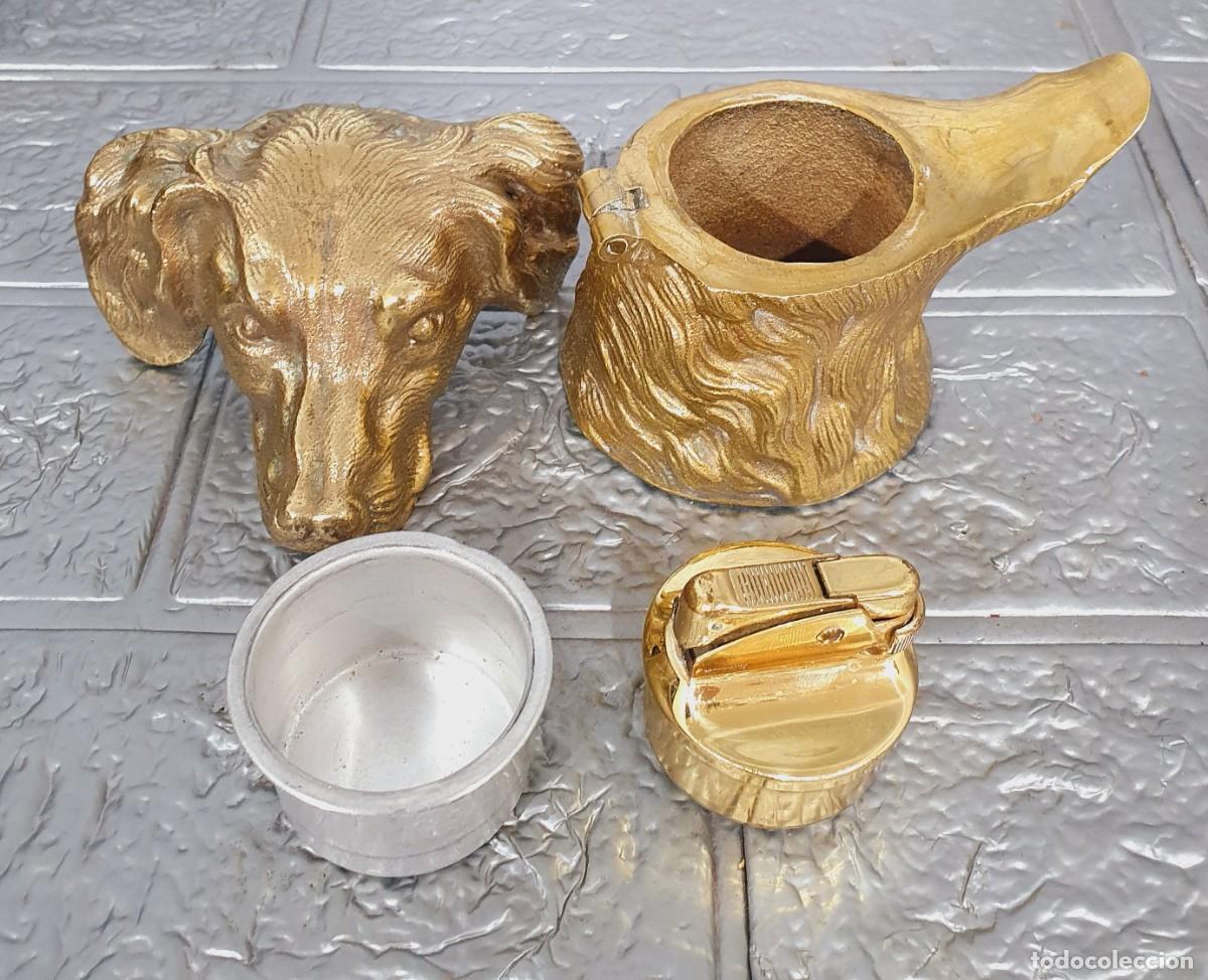 Escriban&iacute;a: Mechero encendedor cabeza de perro de bronce - Foto 7