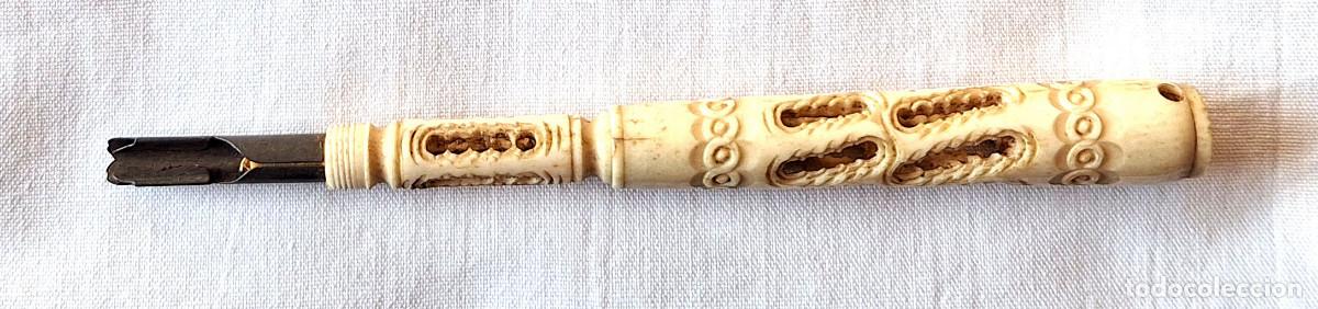 Escriban&iacute;a: Plumin de Marfil Ivory Calado. Med. 13 cm - Foto 1