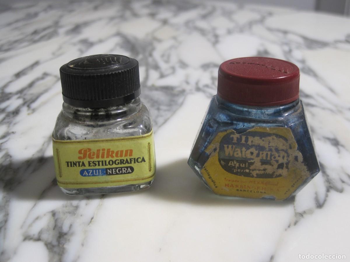 Escriban&iacute;a: DOS PEQUE&Ntilde;OS BOTES DE TINTA - TINTEROS - PELIKAN Y WATERMAN - Foto 1