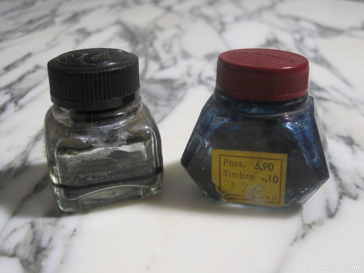 Escriban&iacute;a: DOS PEQUE&Ntilde;OS BOTES DE TINTA - TINTEROS - PELIKAN Y WATERMAN - Foto 2